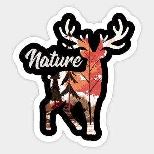 Beautiful Sunset Nature Inside A Deer Graphic Illustration Sticker